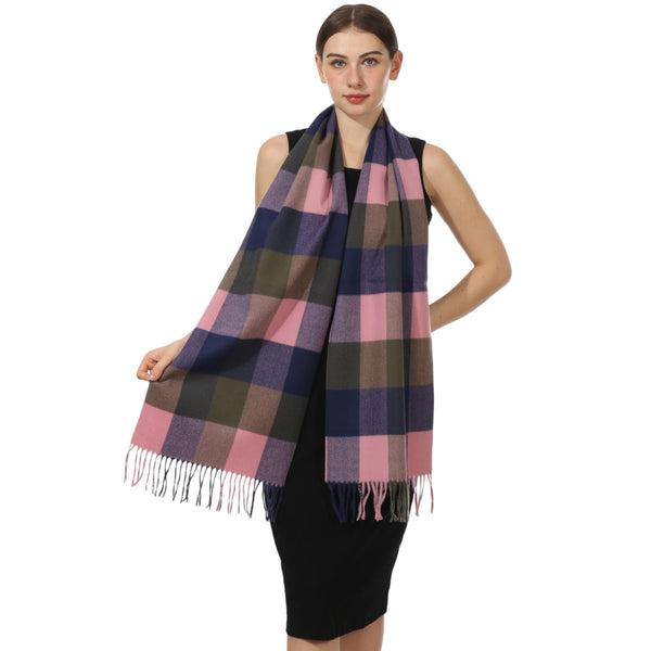 Cashmere Feel Scarf  FWSW-21 Pink/Navy/Olive