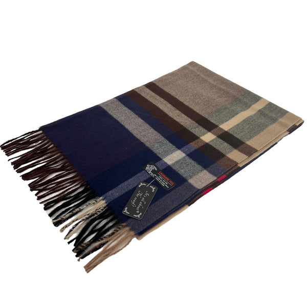 Cashmere Feel Scarf  FWSW-22 Brown/Navy/Red