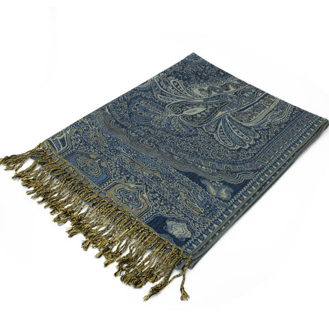 Bohemian Pashmina Shawl   FW07B411 Navy
