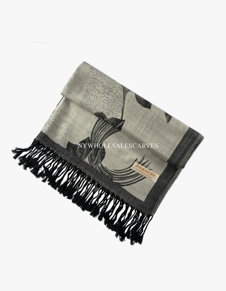 5414 Dual Tone Rose Pashmina  Grey/ Black