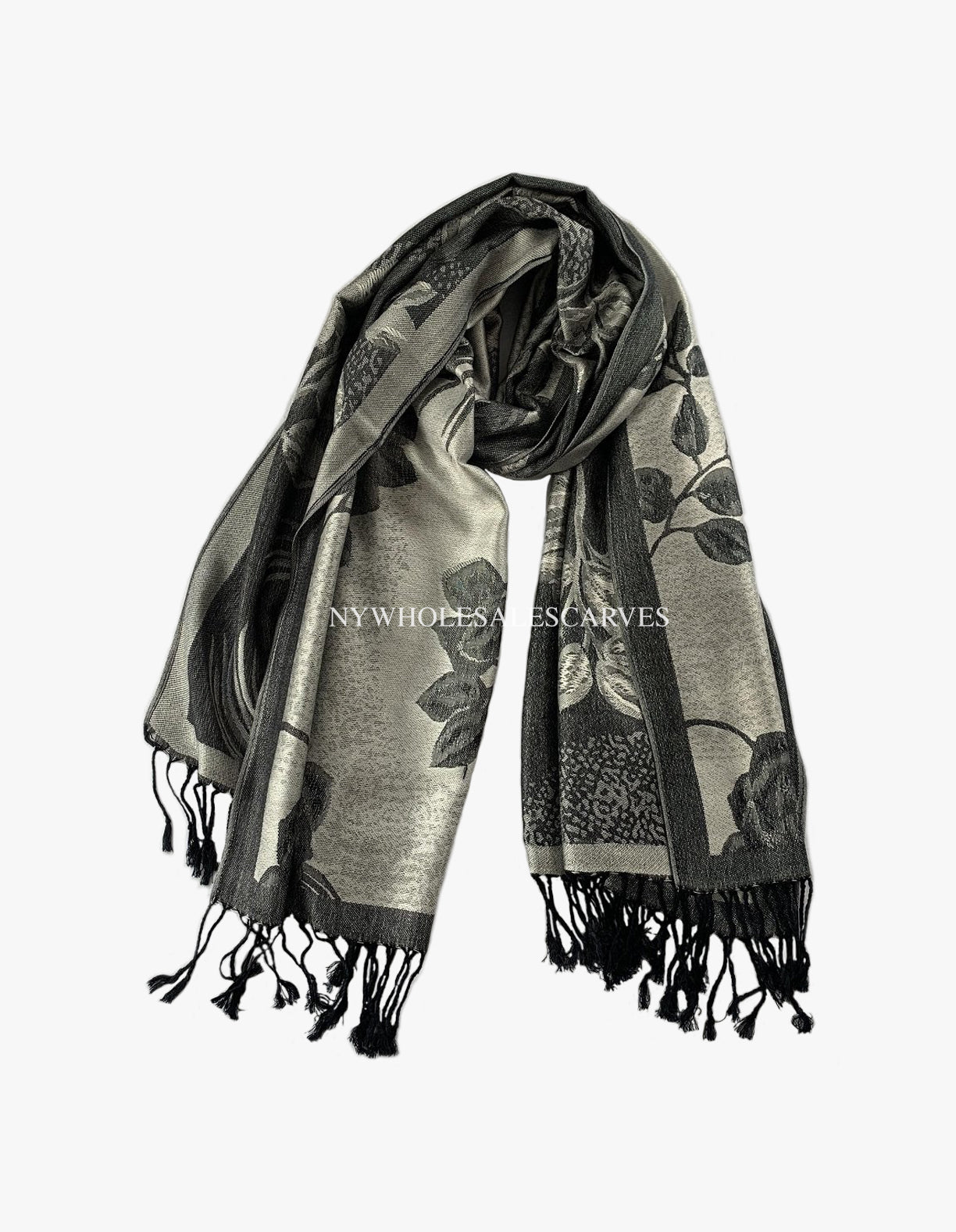 5414 Dual Tone Rose Pashmina  Grey/ Black