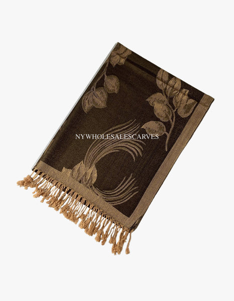 5420 Dual Tone Rose Pashmina Coffee/Brown