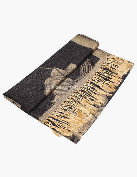 5427 Dual Tone Rose Pashmina  Black/Gold
