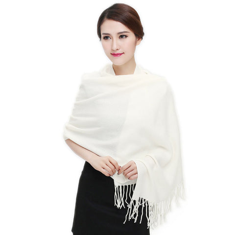 Cashmere Touch Solid Shawl  FWAZ19-11 Ivory
