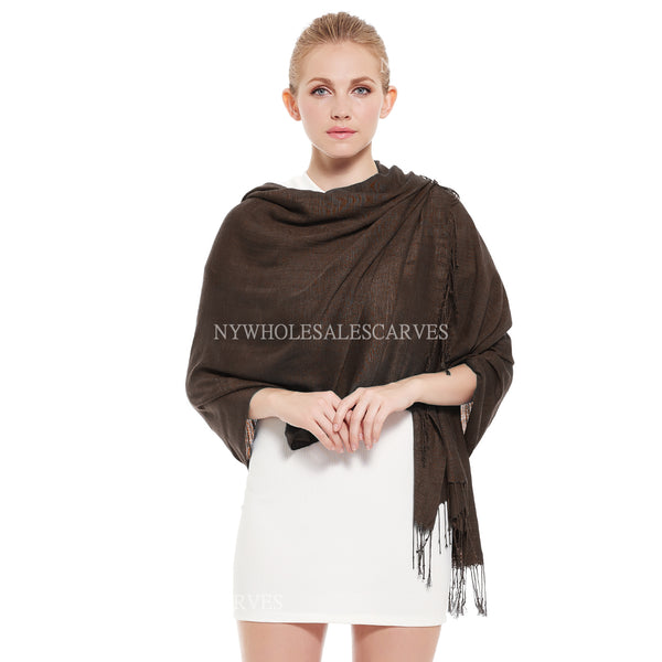 9307  Premium Silky Soft Bamboo Fiber Shawl  D-Coffee