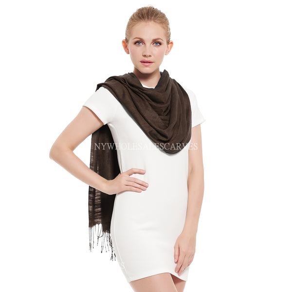 9307  Premium Silky Soft Bamboo Fiber Shawl  D-Coffee