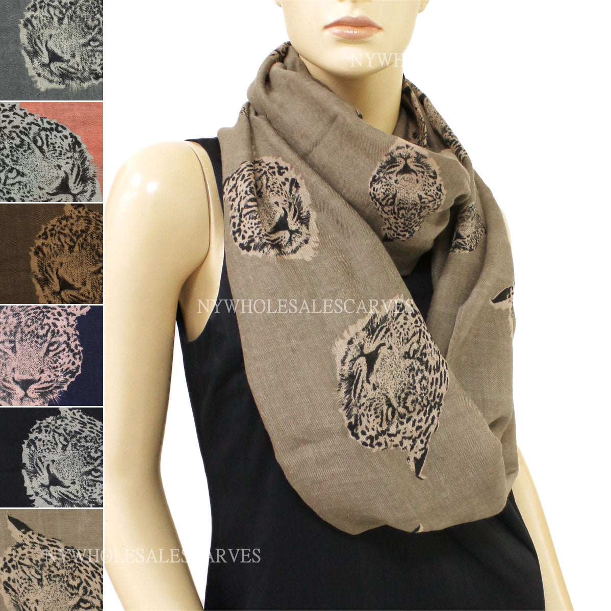 Leopard Print  Infinity Scarf FW7545 Assorted Colors