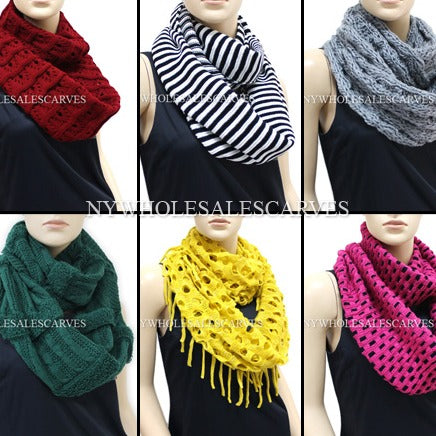 Assorted Winter Infinity Scarf KIF12S Assorted Cololrs & Styles