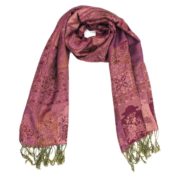 IPB10 Indian Paisley Pashmina Dark Pink