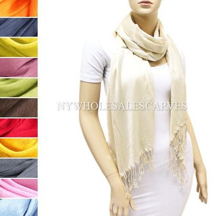 Silky Fringed Shawl FWPS Assorted Colors