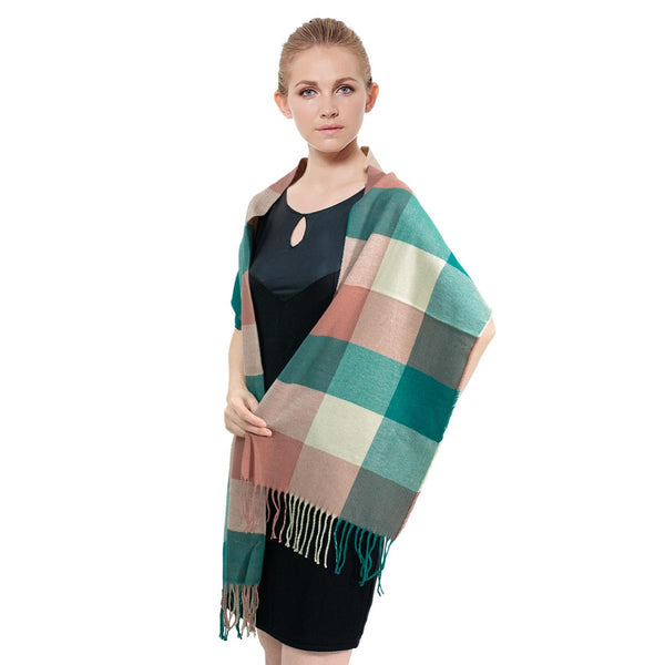Cashmere Feel Scarf FW09-08  Green/Ash pink/Beige