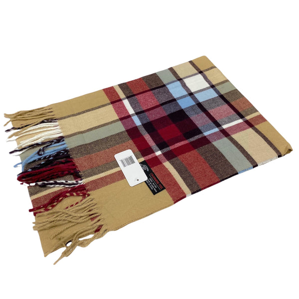 SW-11  CASHMERE FEEL SCARF BEIGE/RED/BLUE
