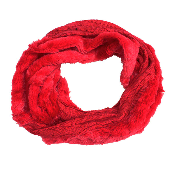 Knit Faux Fur Infinity Scarf X12606 Assorted Colors