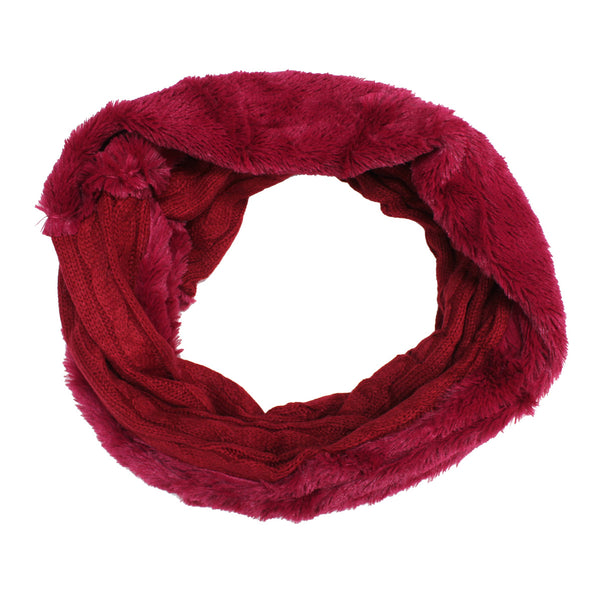Knit Faux Fur Infinity Scarf X12606 Assorted Colors